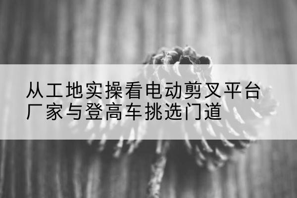 隆林各族电动剪叉升降平台厂家-从工地实操看电动剪叉平台厂家与登高车挑选门道